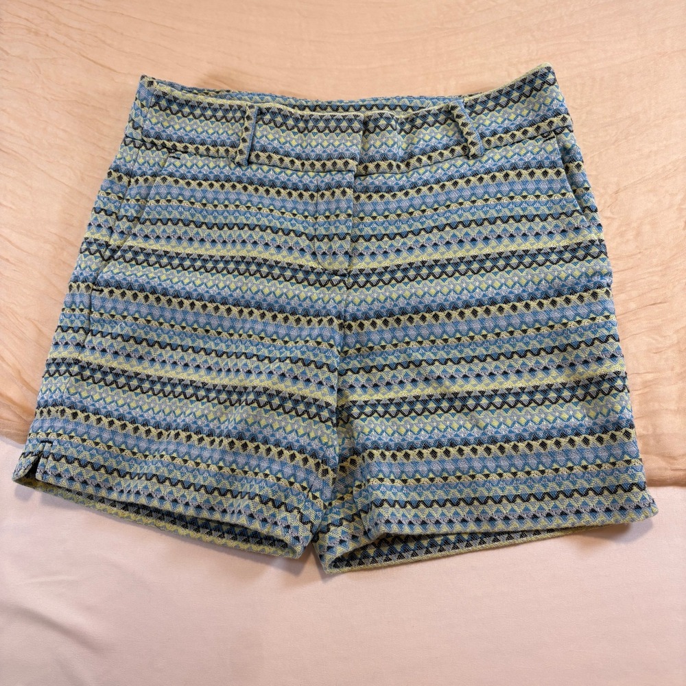 Ann Taylor LOFT Womens Blue Lavender Geometric Print Riviera Shorts Size 0